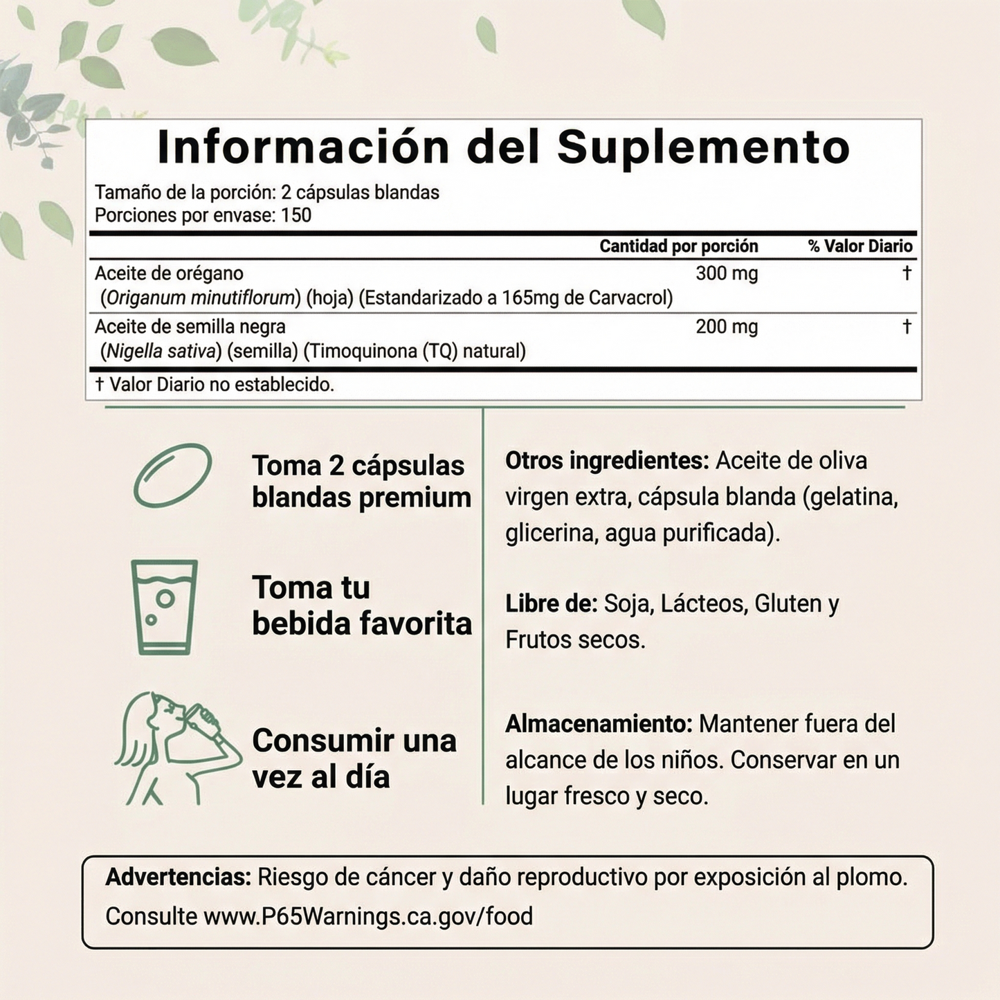 Aceite de Orégano con Aceite de Semilla Negra